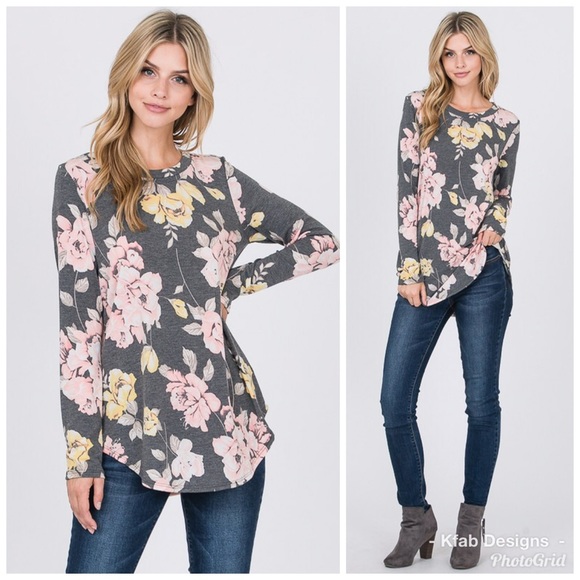 🛍LAST 1! Charcoal Floral Super Soft Tunic - Picture 5 of 8